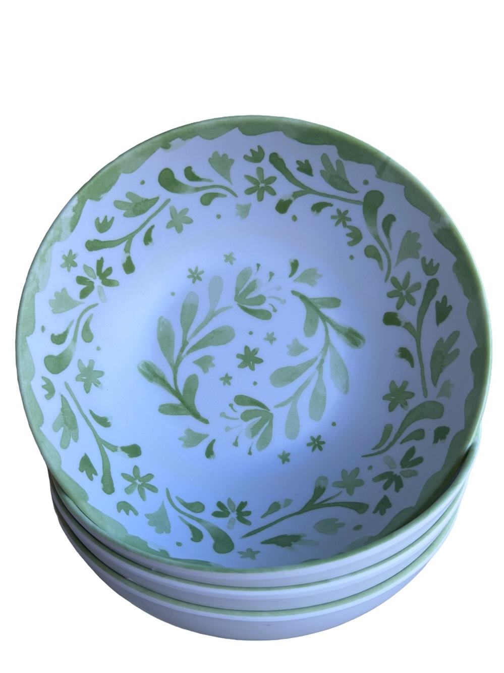 SIGRID OLSEN NWT beach to bistro 4pc melamine salad bowls -white/green
